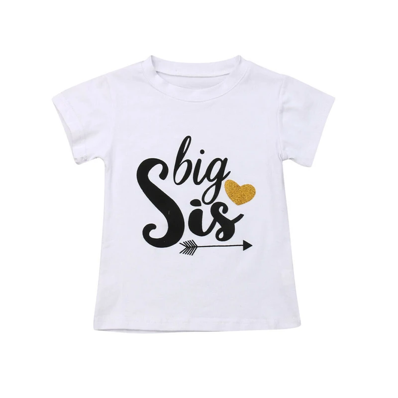 Милая Одинаковая одежда для всей семьи летний комбинезон с буквенным принтом для маленьких девочек футболка для больших сестер одинаковые топы для детей футболка для новорожденных