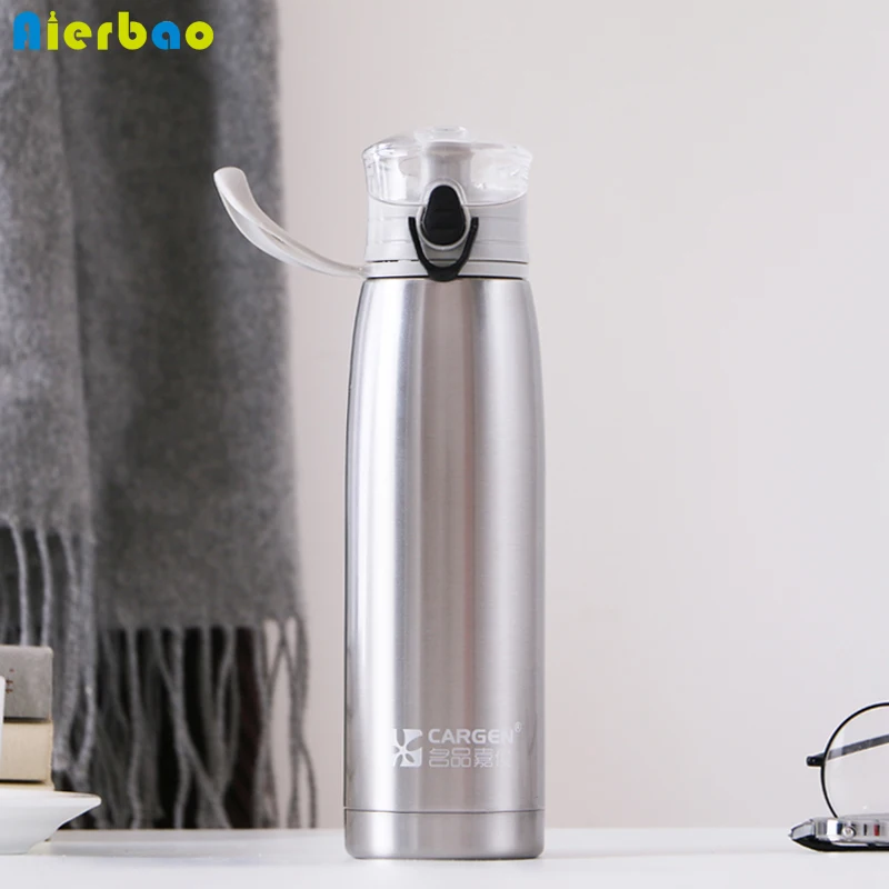 530ML Portable Strap Vacuum Water Bottle Flip Top Lid 304 Stainless