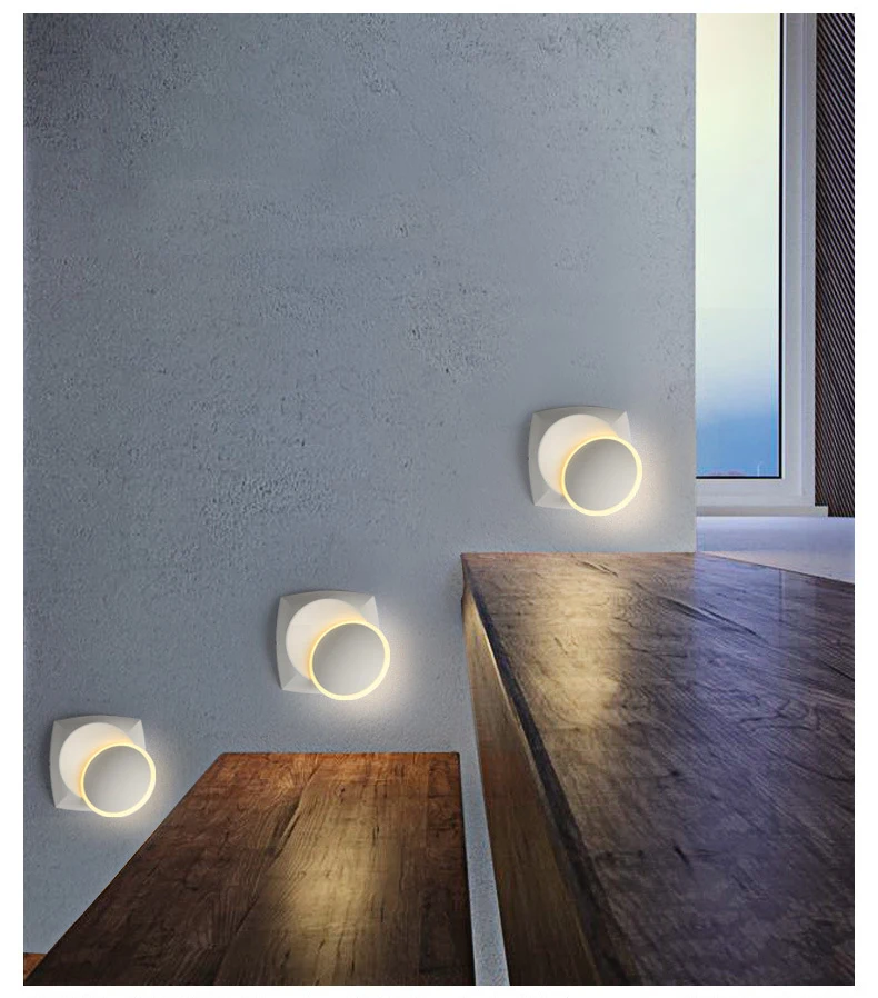 360 Вращающийся светодиодный настенный светильник для помещений Настенный бра современный светодиодный настенный светильник черный белый для дома спальни прикроватный