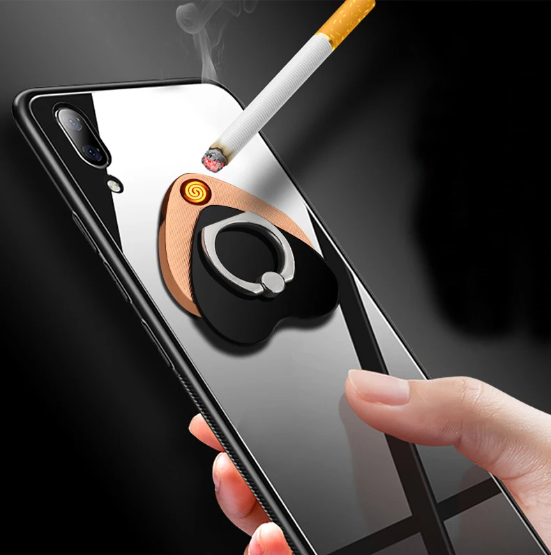 Usb зарядка перезаряжаемая для сигарет; защита от ветра зажигалка универсальная 360 градусов металлическое кольцо-держатель для пальца держатель мобильного телефона зажигалка