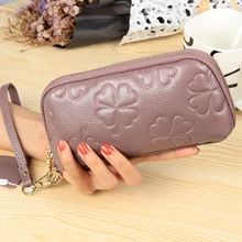 2017 frauen Geldbörsen Marke Design Hochwertigem Echtem Leder Geldbörse Weiblichen Reißverschluss Mode Dollar Preis Geldbörse Lange Kupplung Brieftasche