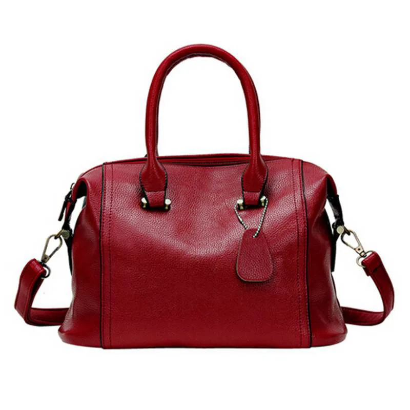 

2017 New Women's Leather Boston Bag  European Boston Handbag Solid Color  Women Messenger Bag sac a main  WB065