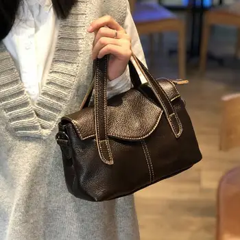 

High Quality Soft Double Layer Genuine Leather Women Crossbod Bag Small Classic Design Real Cow Leather Messenger Bag 2019