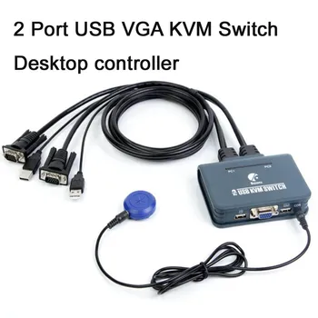 

VGA KVM switch 2 port 2 In 1 Out With Audio Video Cable desktop controller Plug and play for Dual Monitor Keyboard Mouse switchs