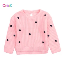 CieiK/вязаные свитера для маленьких девочек, для детей, в черный горошек, весна, милый кардиган для новорожденных, зимняя одежда для детей, Детский пуловер
