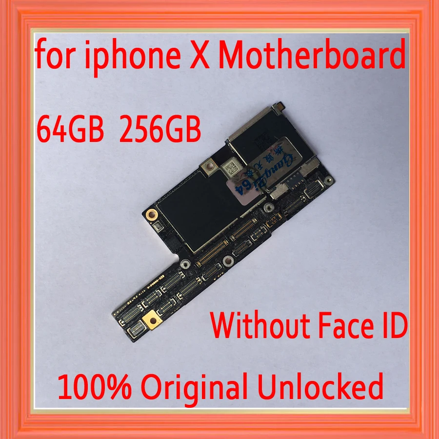 

Original Unlock Motherboard For iPhone X Mainboard 64GB 256GB With Chips For iPhone X Logic Board with Face ID / Without Face ID