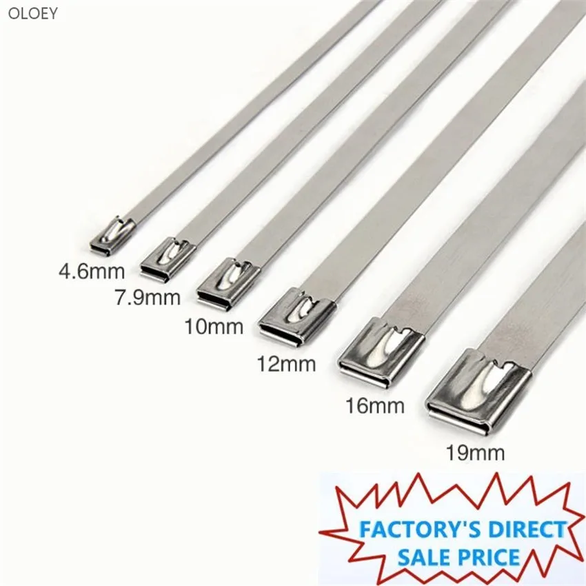 10pcs 7.9*250MM 500MM 스테인레스 스텔라 금속 케이블 타이 지퍼 랩 배기 스트랩 인덕션 파이프 선박 전기 용 자동 잠금