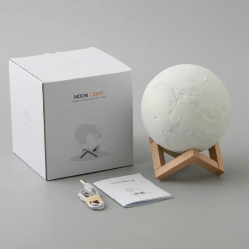 ديكور المنزل 3d طباعة قابلة القمر نوم خزانة ليلة ضوء مصباح 2 لون تغيير مسة التبديل المنزل اكسسوارات الديكور
