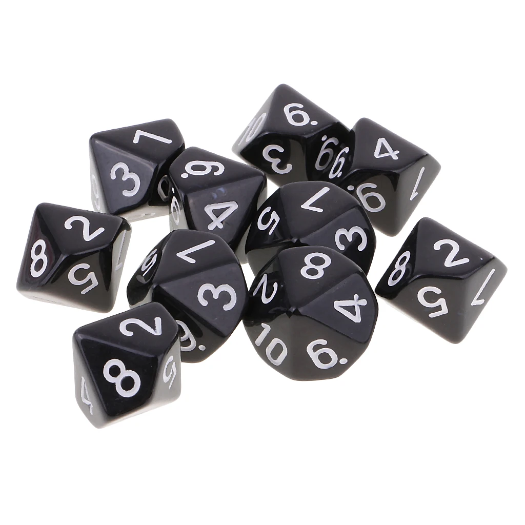 10pcs Ten Sided D10 Dice for Playing Dungeons and Dragons D&D RPG Board Game Favors and Math Teaching, 5 Colors to Choose