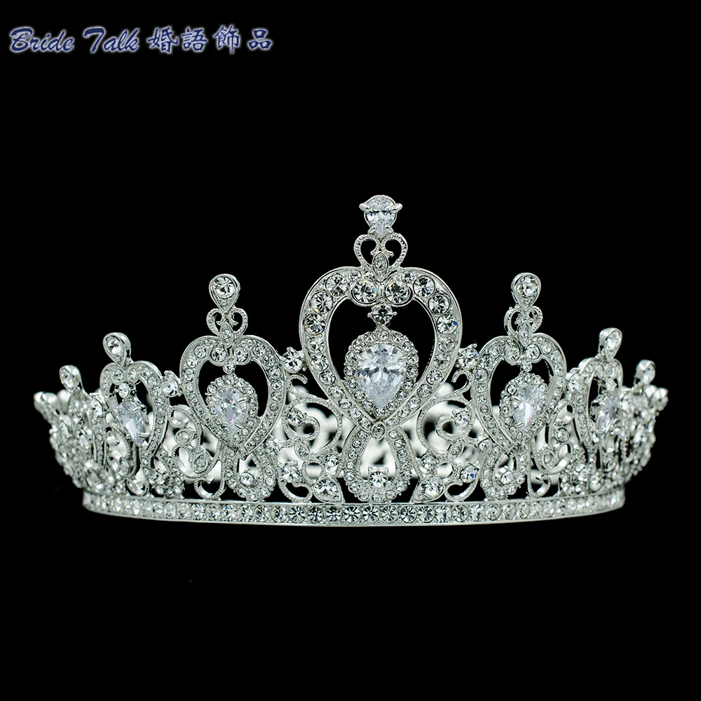 

High Quality Heart Love Crown Bridal Wedding Tiara Women Hair Jewelry with Austrian Crystals Rhinestone SHA8736