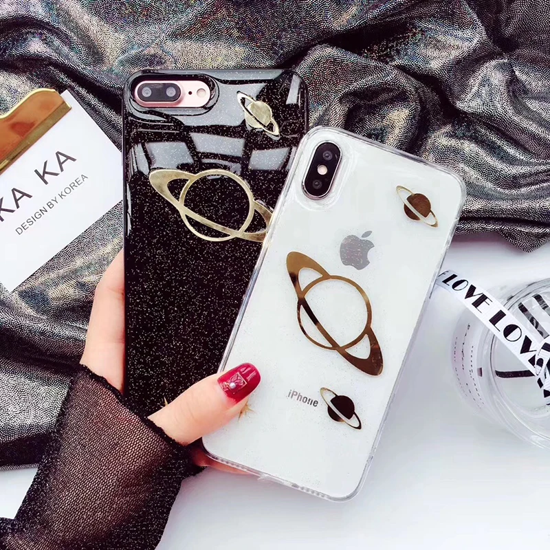 

Fashion Platinum Glitter Marble soft Silicone Phone Case for apple iphone 6 S 7 8 plus X XR XS MAX bling Planet star cover coque