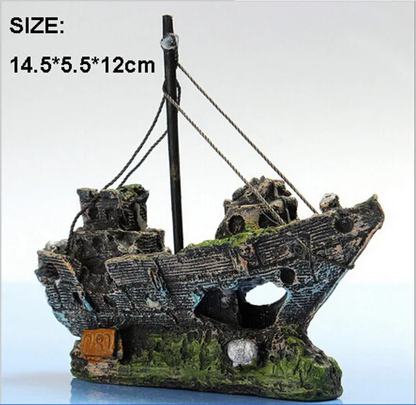 

Resin Sunk Ship Home Aquarium Ornament Wreck Pirate Ship Aquarium Ornaments Decoration Fish Tank House Sailing Boat Micro Fish