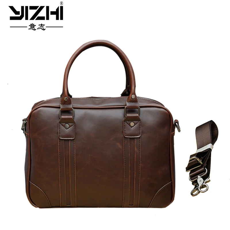 

YIZHI 2018 Business Men's Briefcase Large Capacity Bag High Quality PU Leather Shoulder Bags Computer Bags