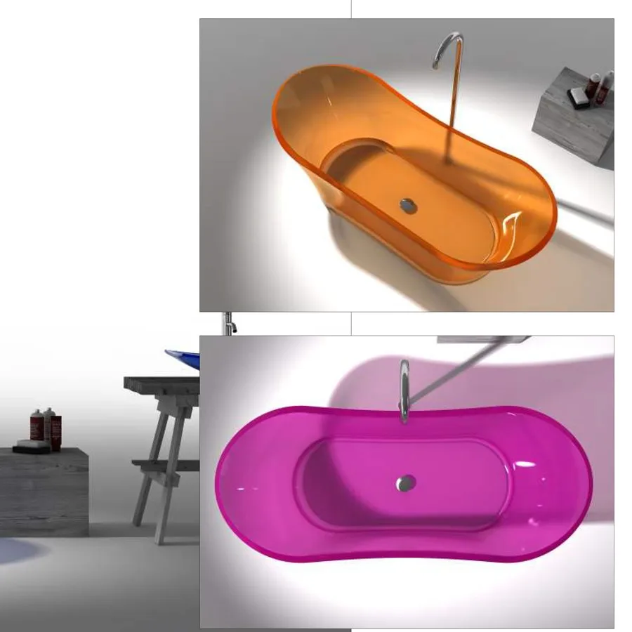 1750x750x680mm New Design Resin Acrylic Bathtub Colored Freestanding Artificial Stone Rectangular Bathroom Tub RS6520-1A 3