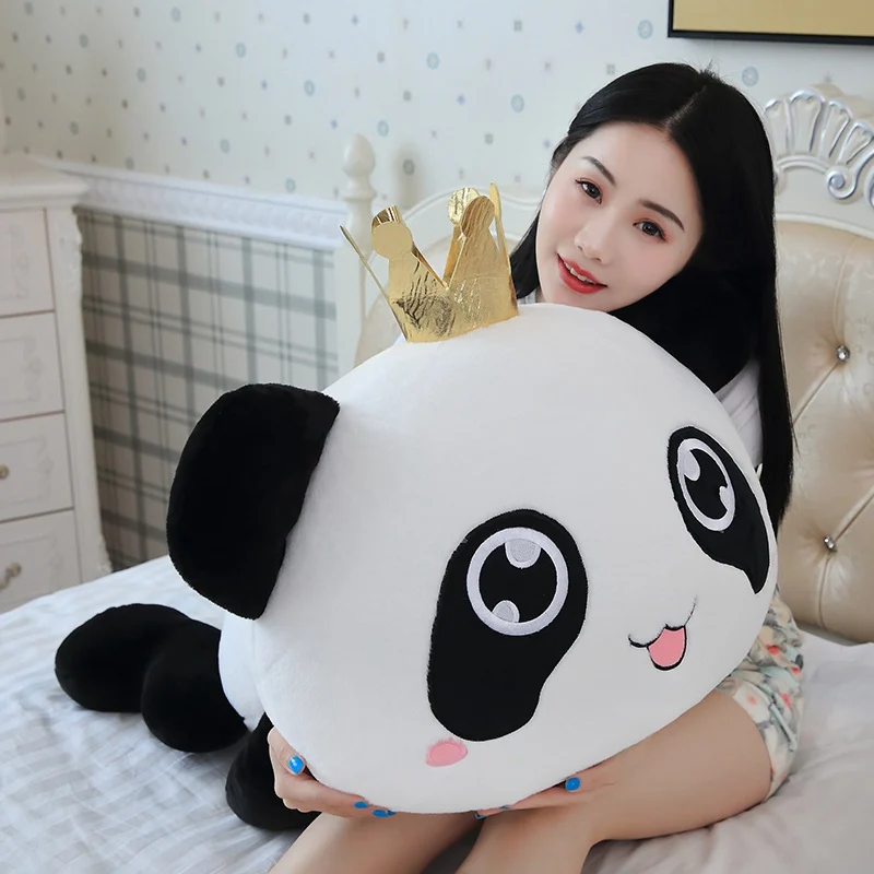 

1pc 35/55cm Soft Cute Crown Panda Pillow Plush Stuffed Toys For Kids Kawaii Expression Panda Plush Children Toys Gift For Girls