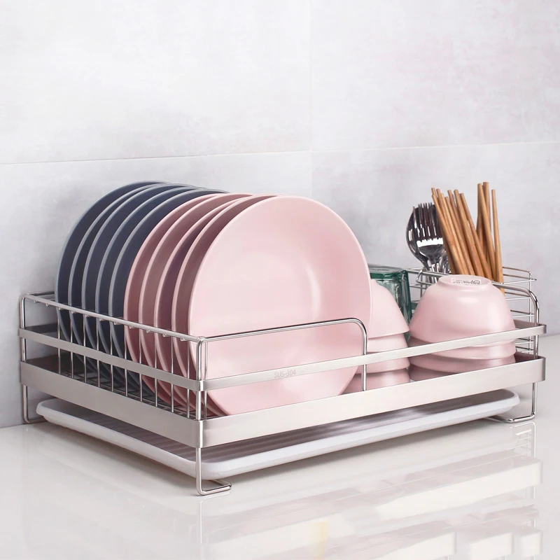 

304 Stainless Steel Dish Rack Drain Single Layer Dish Rack Kitchen Storage Rack Drain Basket Leaky Basket Chopsticks Rack