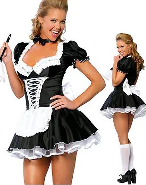 ML5034 Free Shipping High Quality Sexy Adult Woman 2PC Late Night French Maid Servant Costume French