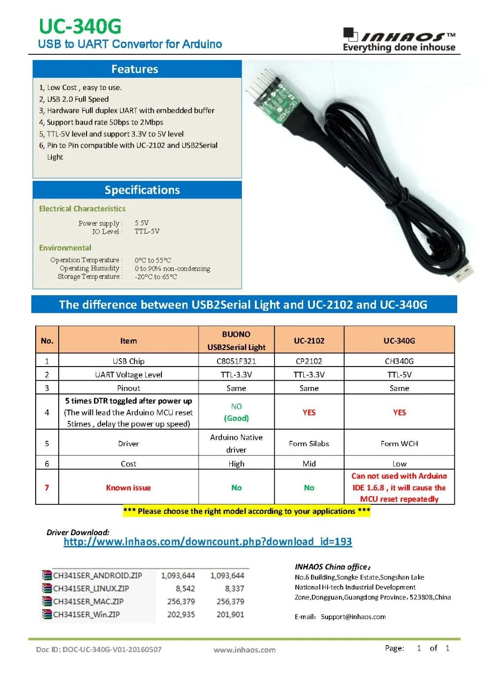UC-340G USB to UART TTL RS-232 USB2Serial Light Replace FT232 CP2102 Android Linux Windows