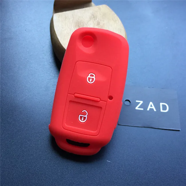 ZAD силиконовый чехол для ключей от машины защитный чехол для VW Amarok Polo Golf MK4 Bora Jetta Altea для сиденья для skoda Octavia Fabia 2 кнопки - Название цвета: Красный