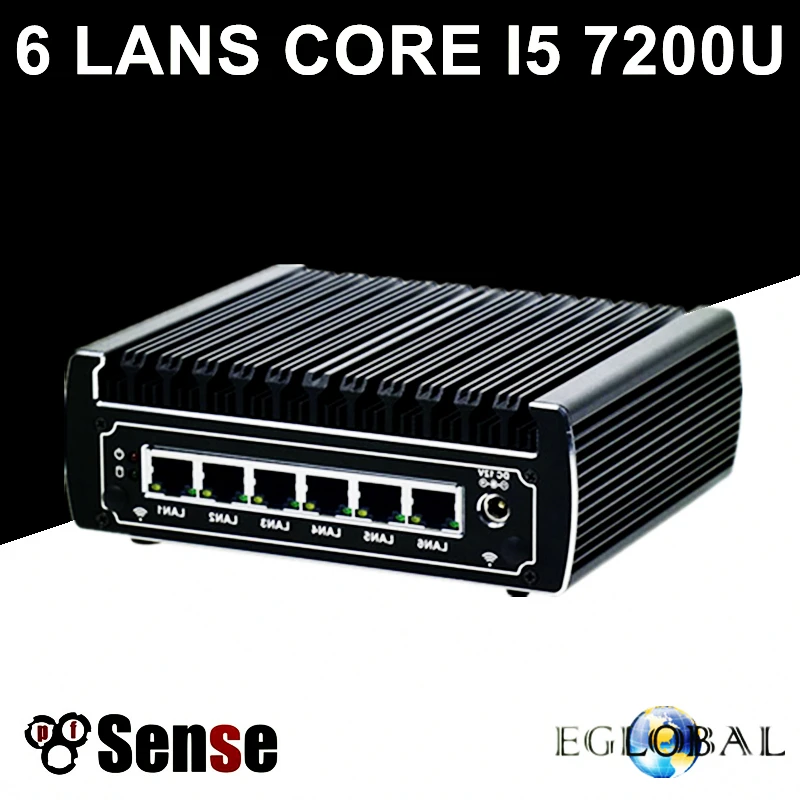 Новый DDR4 Pfsense Box 7th Gen Kaby Lake Intel i5 7200u 2,5 ГГц двухъядерный процессор, безвентиляторный мини-ПК 6 Lan брандмауэр прибор поддержка AES-NI