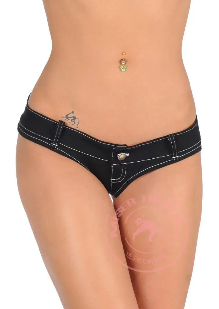 Новая Высокое качество стринги Джинсы для женщин Треугольники низкая талия черный, красный Для женщин джинсовые короткие мини Шорты для женщин пикантные размеры S M L XL - Цвет: Black