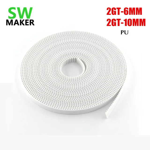 

SWMAKER 1M 2GT-10MM 2GT-6MM PU steel wire opening synchronous belt Width 10mm/6mm for Mendel Rostock DIY 3D printer GT2 pulley