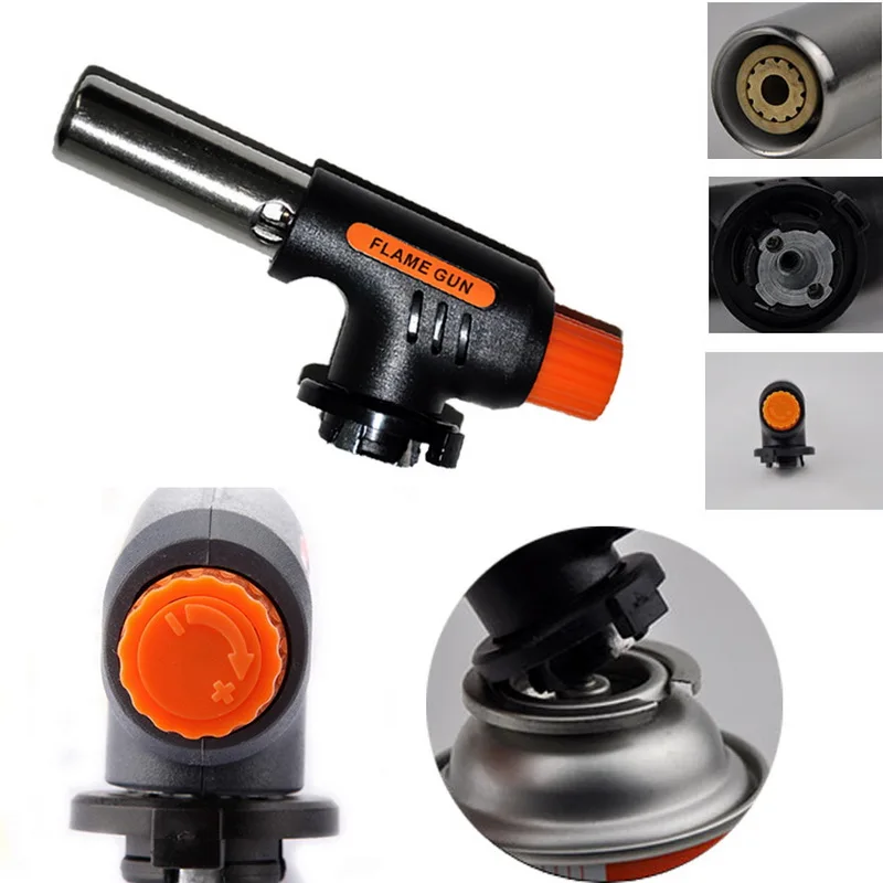Cheap Gas Welding Torch Flamethrower Butane Burner Automatic Ignition Baking Welding BBQ Camping Outdoor Hiking Fire Flame Gun