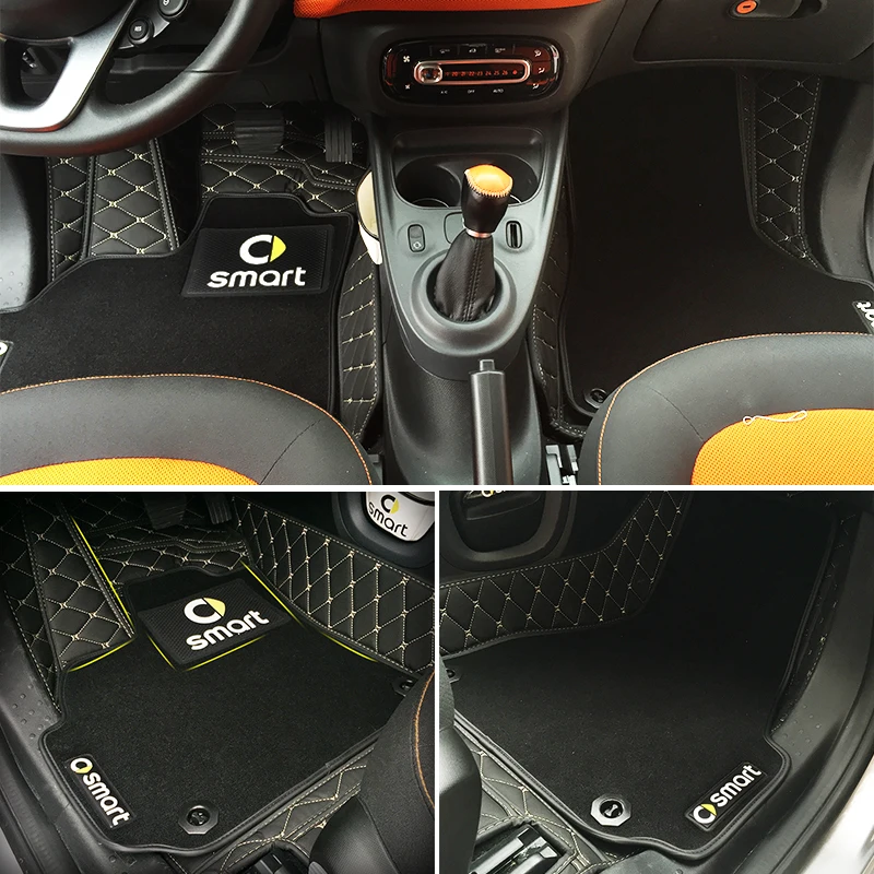 

car floor mats for smart 453 fortwo brand firm soft car accessories car styling Custom floor mats balck, orange