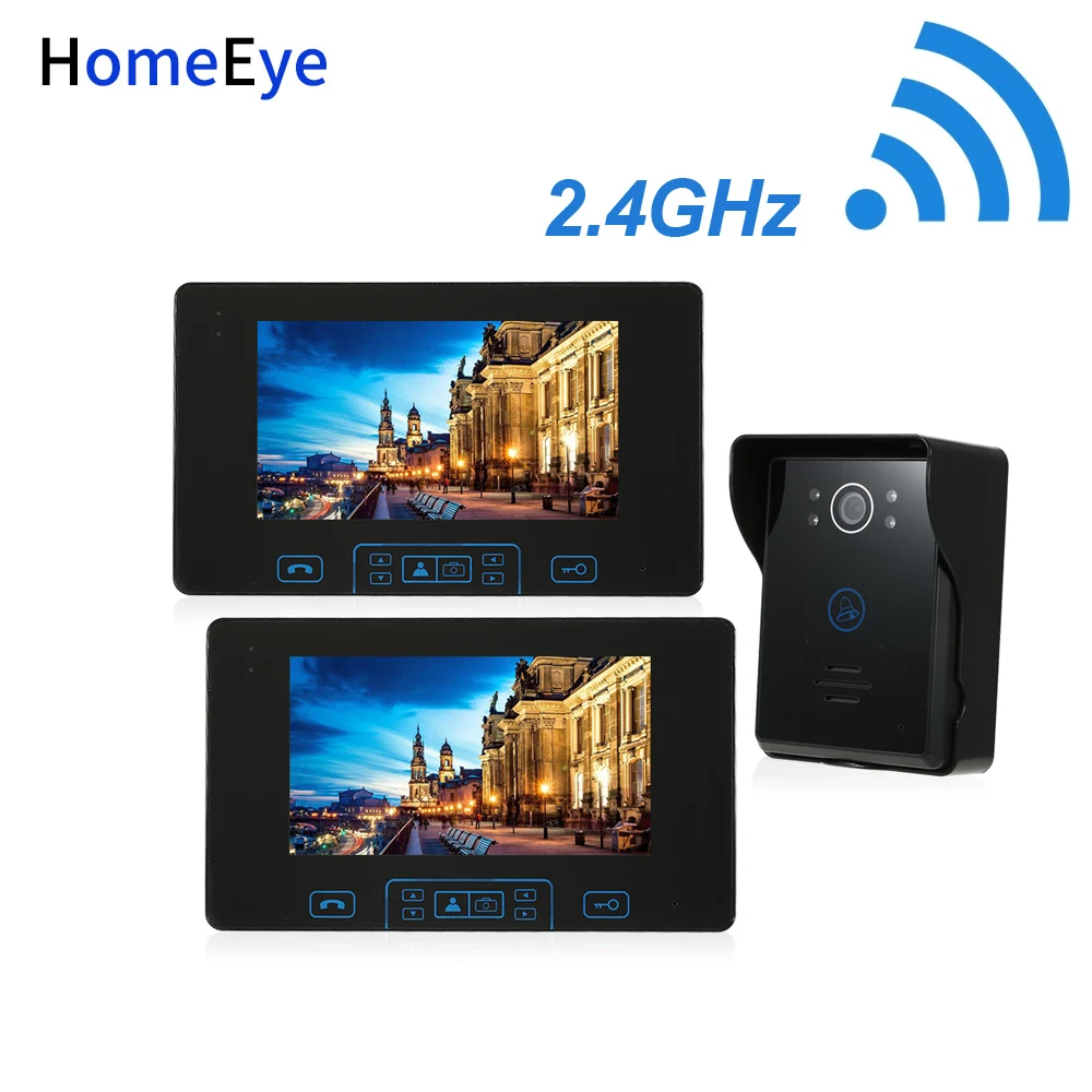 Видеодомофон HomeEye 2 4 ГГц встроенный аккумулятор 7 дюймов TFT ЖК