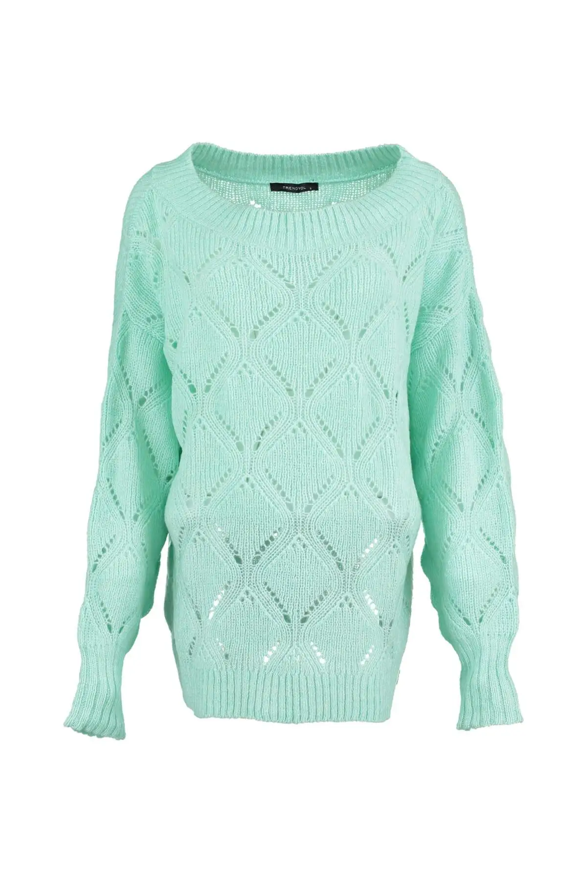 

Trendyol WOMEN-Mint Boat Neckline Ajurlu Knitwear Sweater TWOAW20ZA0010