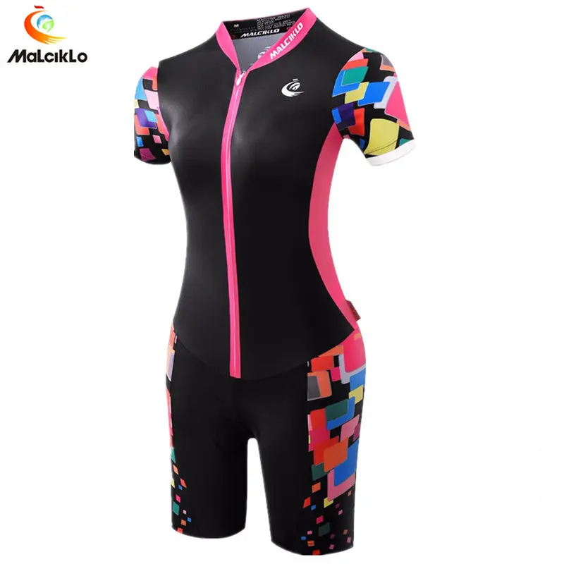 

Malciklo Black & Pink Triathlon Suit Women Cycling Jersey 2018 Girl Cycling Sets For Maillot Ropa Ciclismo Skinsuit Thin Pad