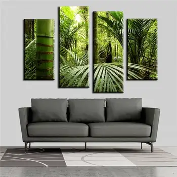 

4pcs The Beautiful Tropical Jungle Wall Painting Print On Canvas For Home Decor Ideas Paints On Wall Pictures Art Unframed
