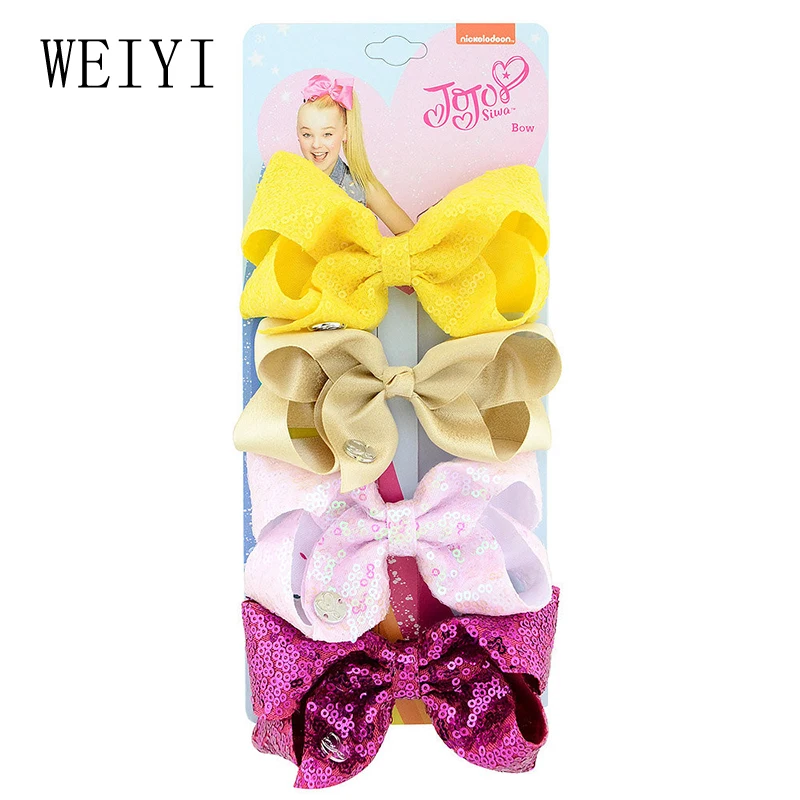 

4pcs Baby Headdress Bowknot Hairpin Fashion Handmade Wonderful Workmanship Sequins Beautiful Children Girls Bowknot Hairpin 924