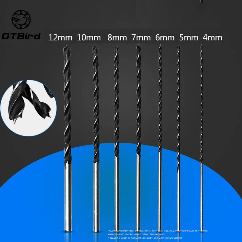 

7 Pieces 12" 300mm Extra Long Twist Brad Point Wood Drill Bit Set 4 5 6 7 8 10 12mm Woodworking Drilling Tool DT6