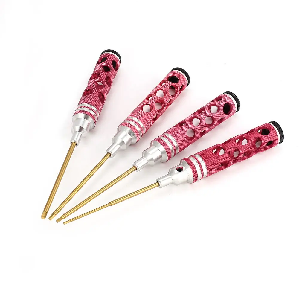 RC Tools 4pcs Hex Screwdriver Set 1.5 2.0 2.5 3.0mm Metal Repairing Tools Kit For RC Helicopter Car Racing Drone Aircraft