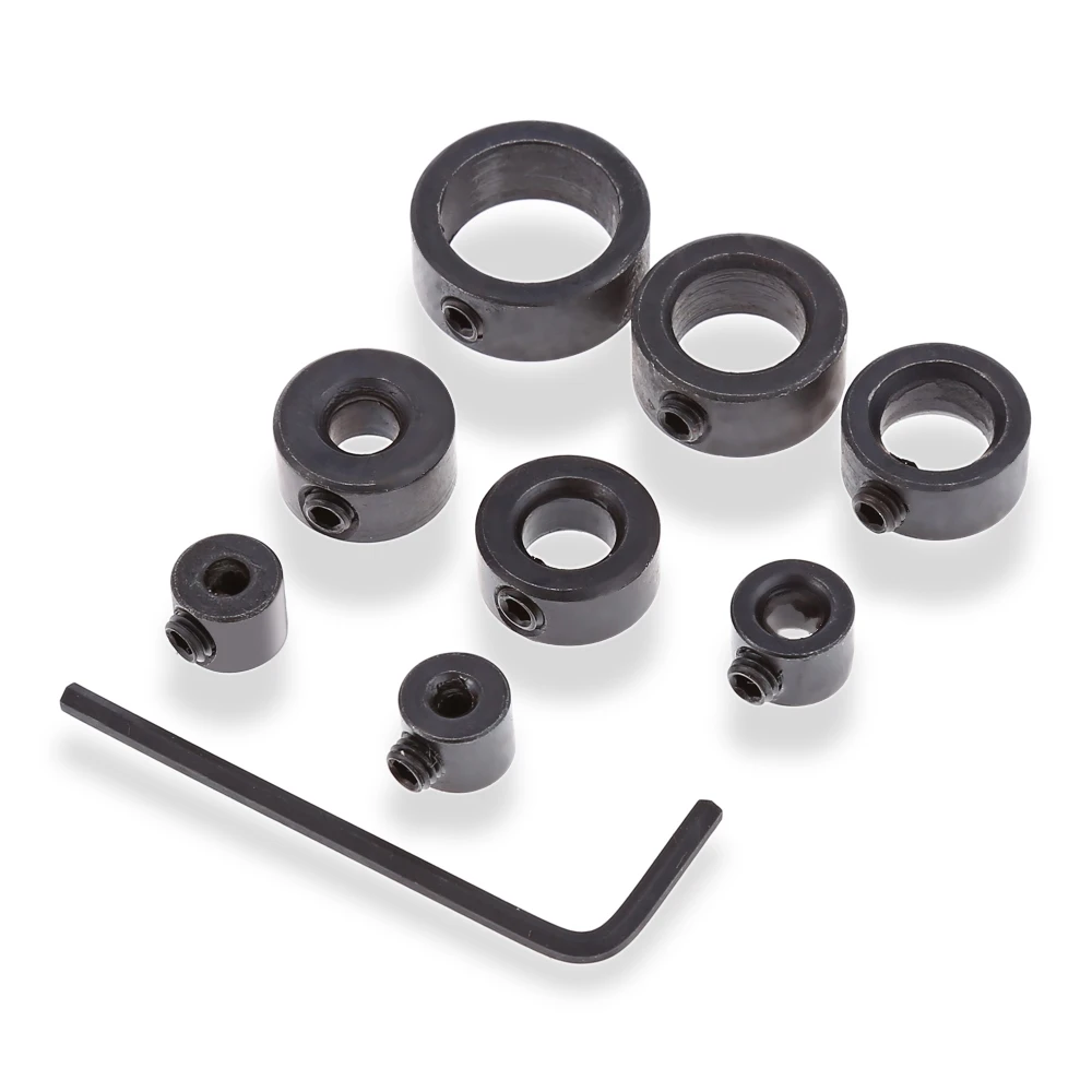 

8pcs 3 - 16mm Drill Tools Bits Durable Woodworking Drill Bit Depth Stop Collars Ring Positioner Locator with Hex Wrench