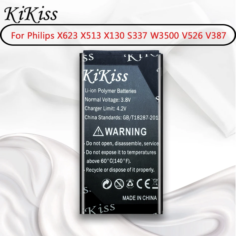 

KiKiss For Philips Xenium X623 X513 X130 S337 W3500 W3509 V526 V787 V387 Battery AB2000AWMC AB2000JWML AB2200AWML AB5000AWMT