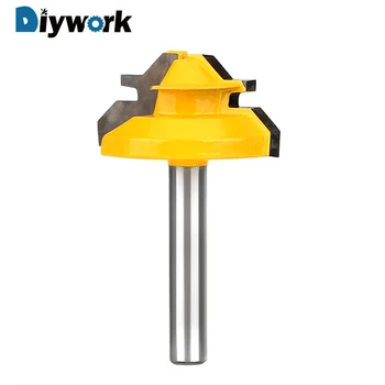 

DIYWORK Shank Lock Miter Router Bit Woodworking Cutter Tool Tungsten 1/4'' Woodwork 45 Degree