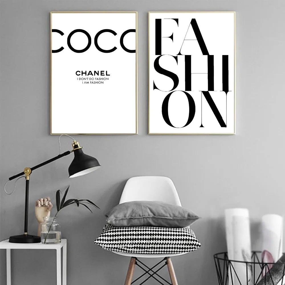 

Fashion Poster Nordic Wall Art Canvas Painting Black and White COCO Posters and Prints Modern Home Decor For Living Room