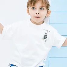 Mini balabala/хлопковая футболка с коротким рукавом для маленьких мальчиков; Новинка года; летняя детская футболка в полоску с круглым вырезом