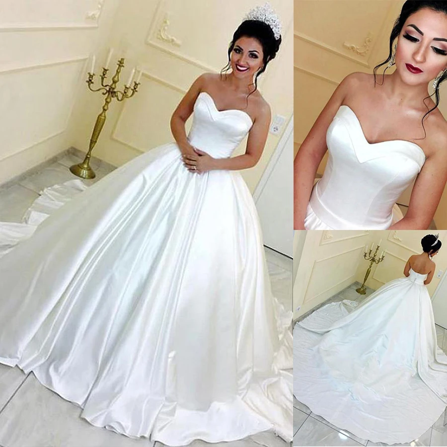 simple satin ball gown wedding dress