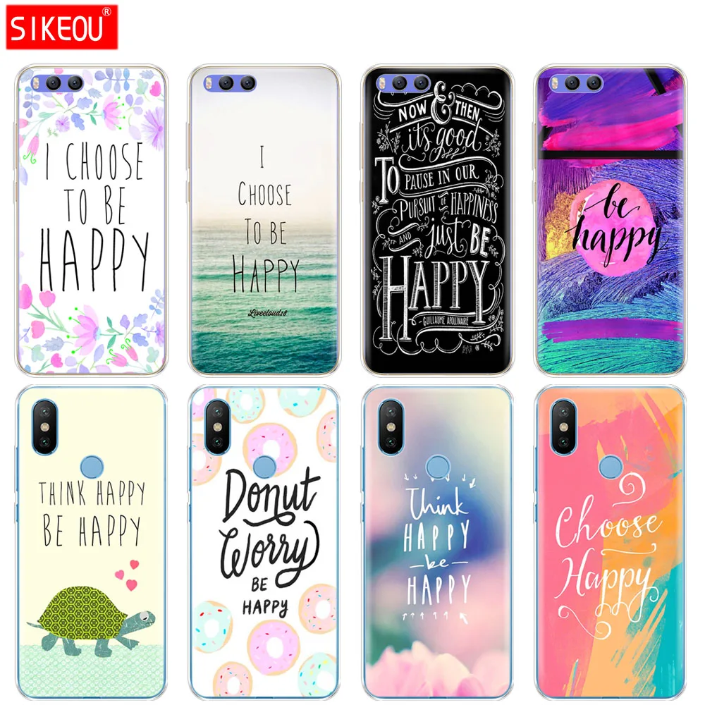 Силиконовый чехол для Xiaomi Mi 8 8SE A1 A2 5 5S 5X 6 Mi5 MI6 NOTE 3 MAX Mix 2 2S Think Be Happy Choose|Бамперы| |