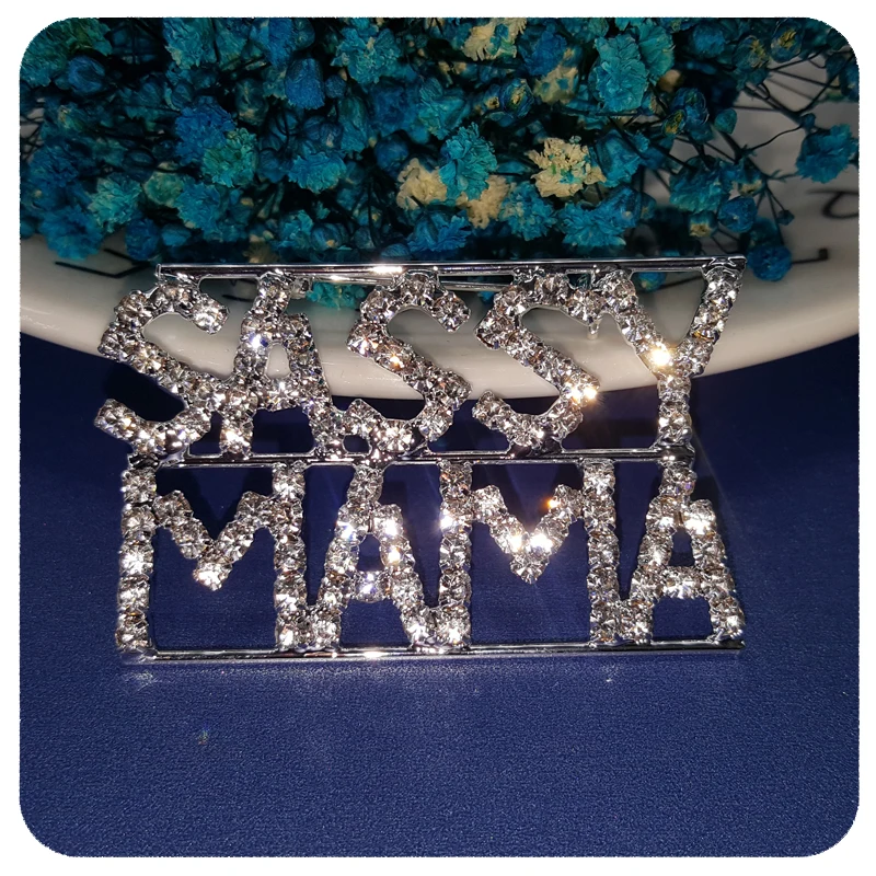 Grandbling Strass "Sassy Mama" Parola Spilla Spille Per Il Regalo Della Madre