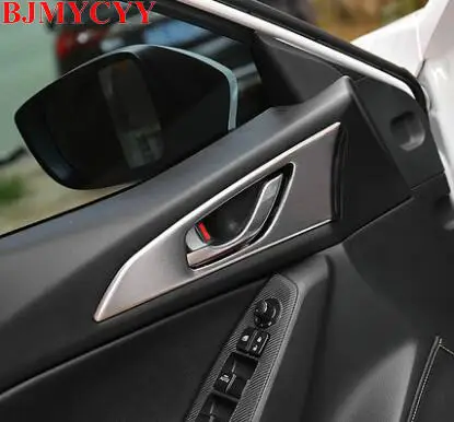 

BJMYCYY 4PCS/SET Automobile door handle, stainless steel decorative sequins, decorative frame for Mazda 3 Axela 2014-2017