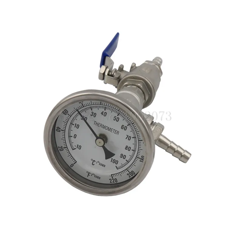 Stainless Weldless Bulkhead Ball Valve Kit With 12 Tee & Hose Barb Homebrew Beer Kettle In-line Thermometer Fitting (4)