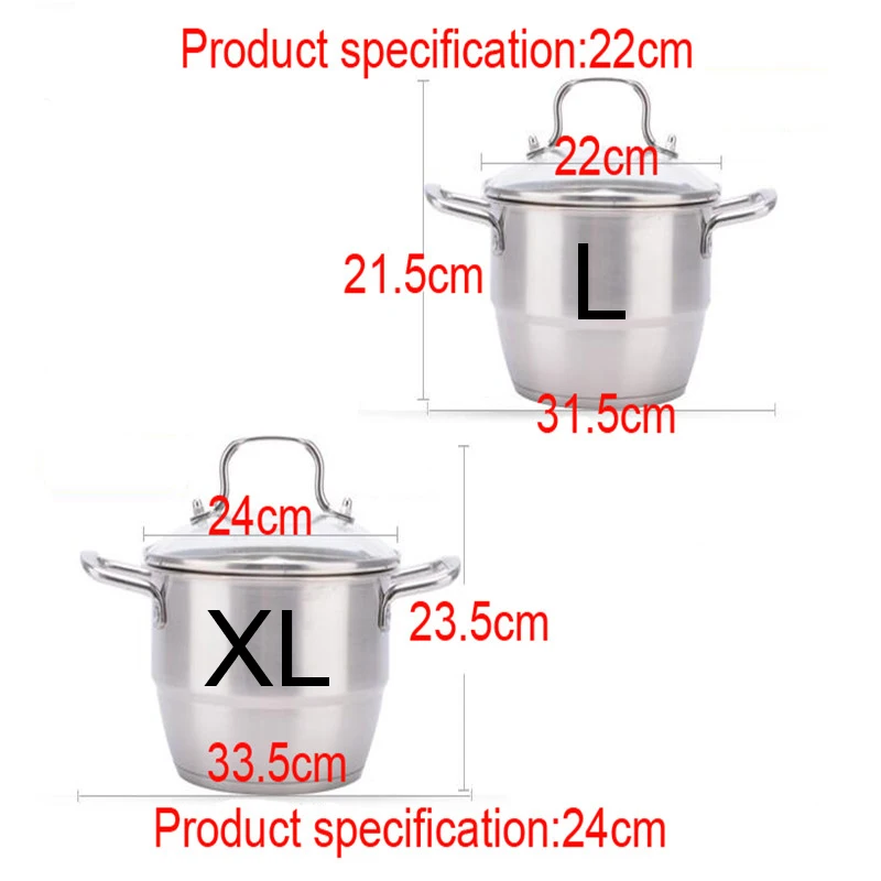 Стальная кастрюля для супа тушеное немагнитное горячее горшки утолщенная Пароварка Бытовая нержавеющая сталь двойное дно