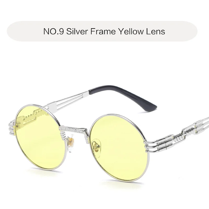 Oulylan круглый стимпанк Солнцезащитные очки для мужчин и женщин Винтаж Металл Готический солнцезащитные очки Оттенки UV400 - Цвет линз: NO 9