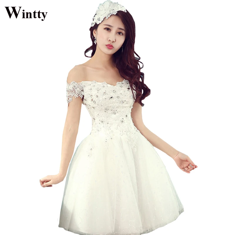 Wintty New 2017 Short Lace Wedding Dresses Under $50 Vestidos De Noiva