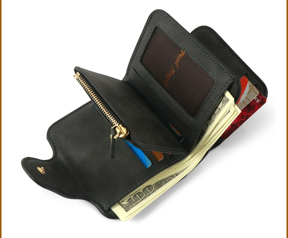 Ретро-бренд PU кожаные женские кошельки Портмоне держатель для карт короткий кошелек женский телефон клатч кошелек для женщин