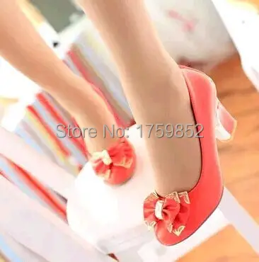 Женские туфли на высоком каблуке с бантом размеры до 43|high-heeled shoes|heels bowshoes thick heel |
